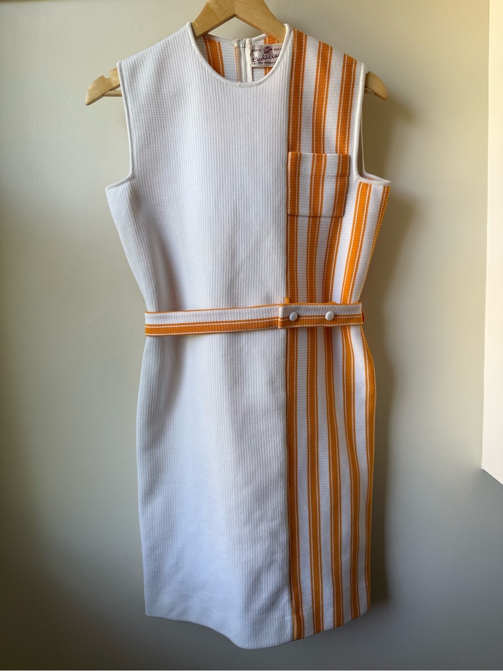 CADILLAC Vintage‎ 1960s Mod Shift Dress Striped Italy Space Age MCM Classic 10